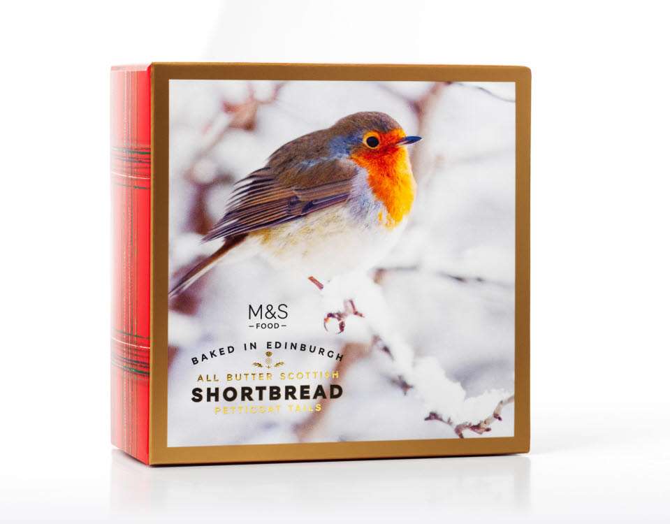 Robin shortbread packaging made of paperboard