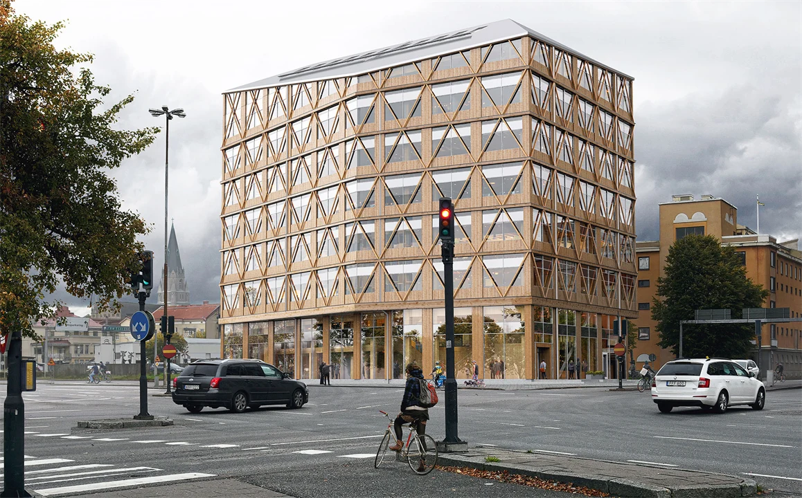 Hus i trä vid korsning