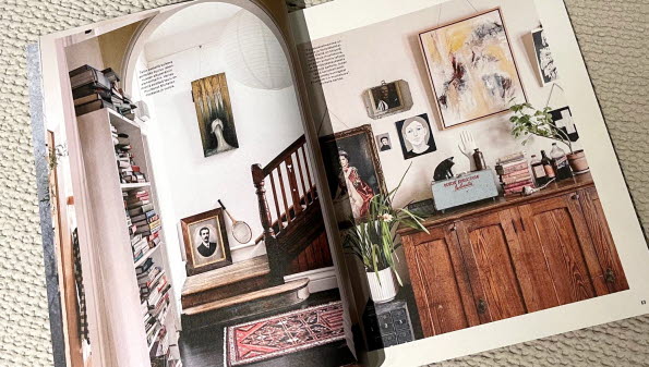 Magasine spread interior design printed on uncoated paper