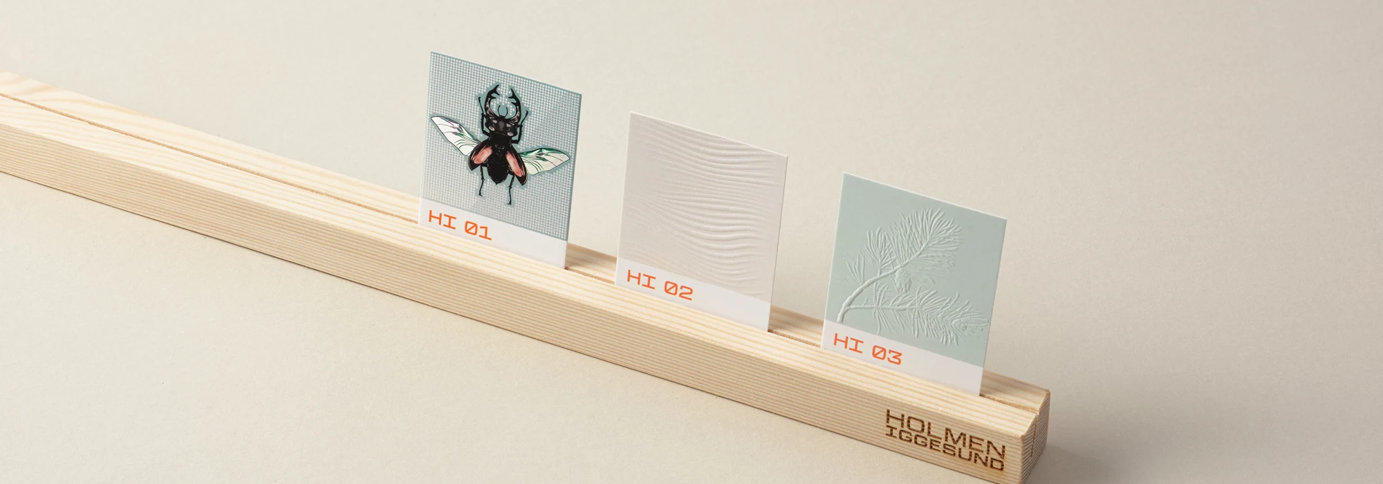 Paperboard sample cards with embossed and micro drilled details