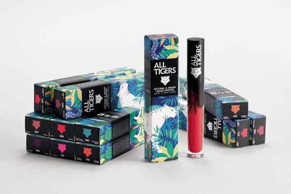 All Tigers lipstick paperboard packaging