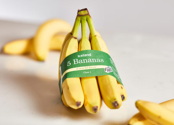 Bananas in paperboard sleeve