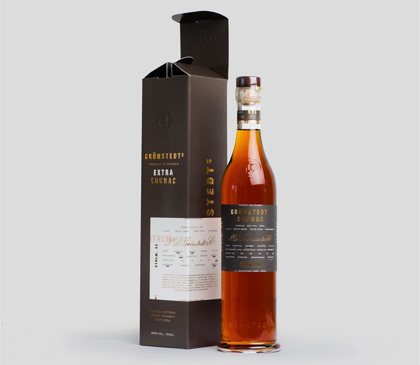 Premium Paperboard Packaging And Bottle for Grönstedt's Cognac