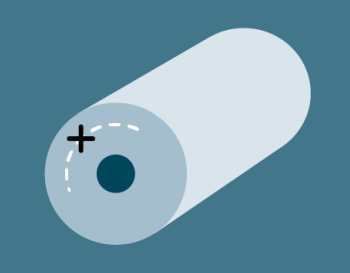 Illustration of reel join marked with black cross centered over each join