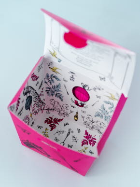 Mile High Tea open box with floral print on the inside