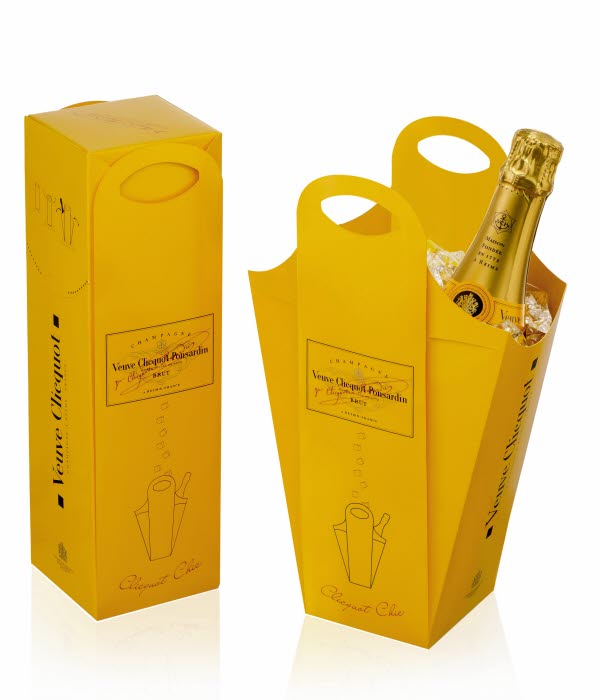 Yellow Veuve Clicquot champagne packaging