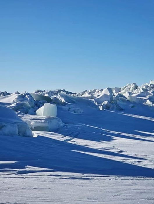Rafted sea ice caused by strong winds. 