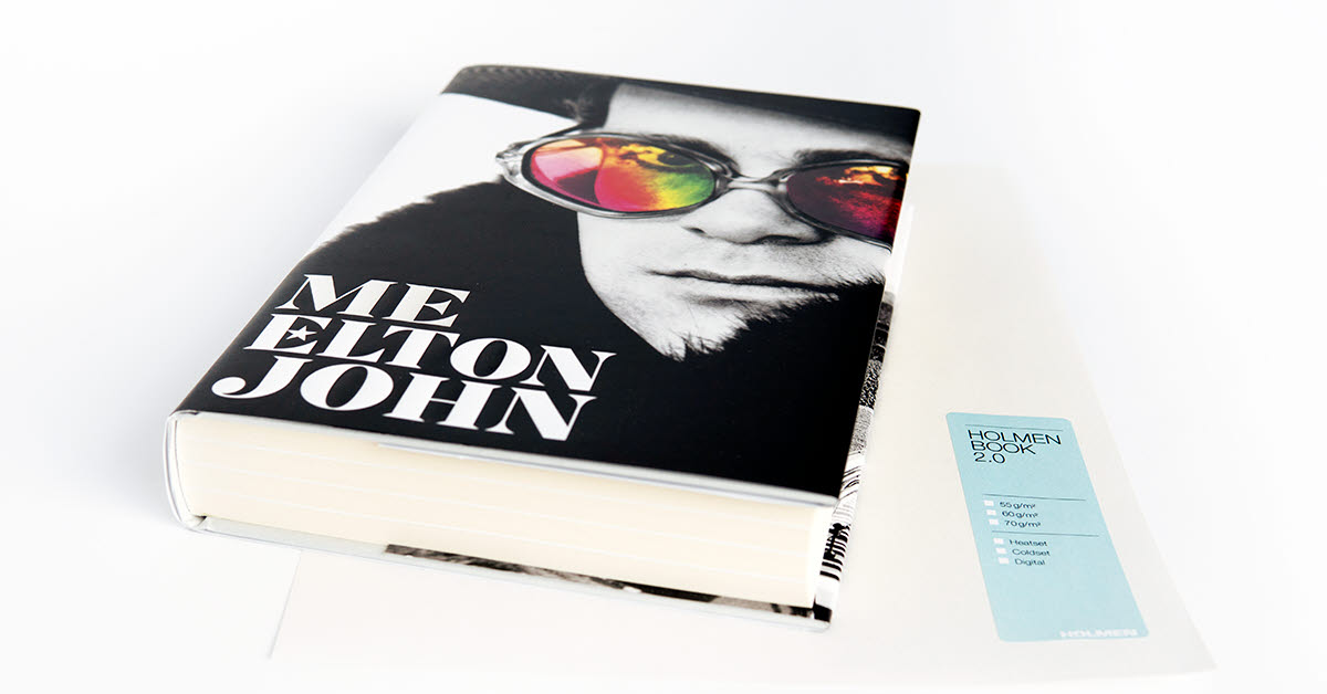 The book "Me" by Elton John is printed on Holmen BOOK Cream, bulk 2.2, 65 gsm