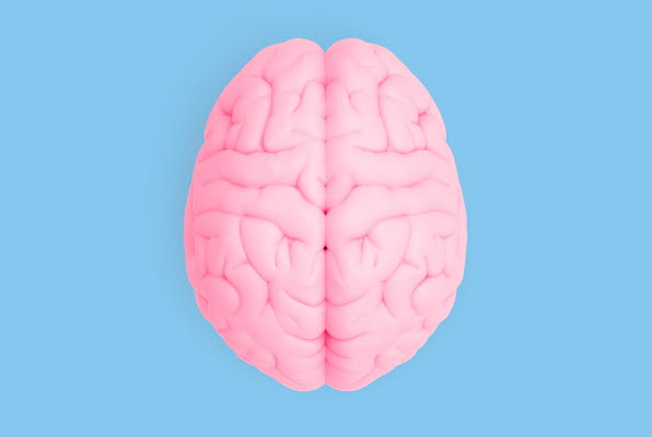Illustration of pink brain agianst blue background