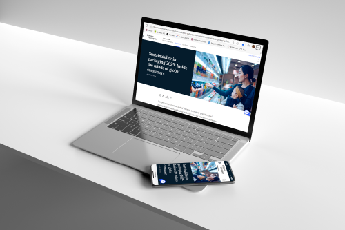 Laptop showing McKinsey's packaging survey report