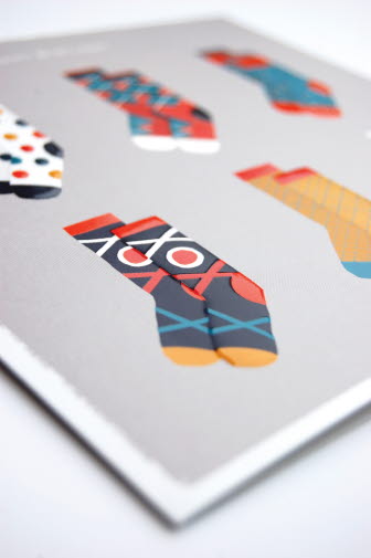 Printed card with socks on Incada