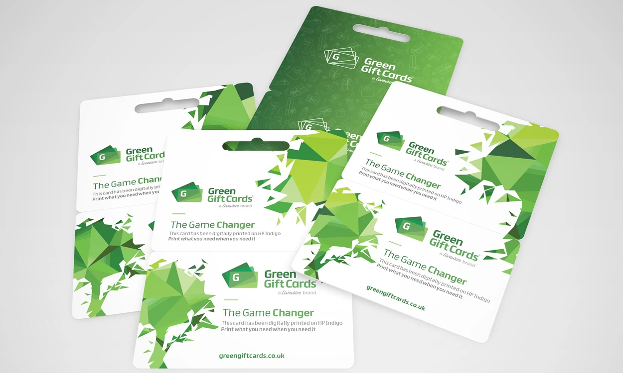 Digitally printed green gift cards