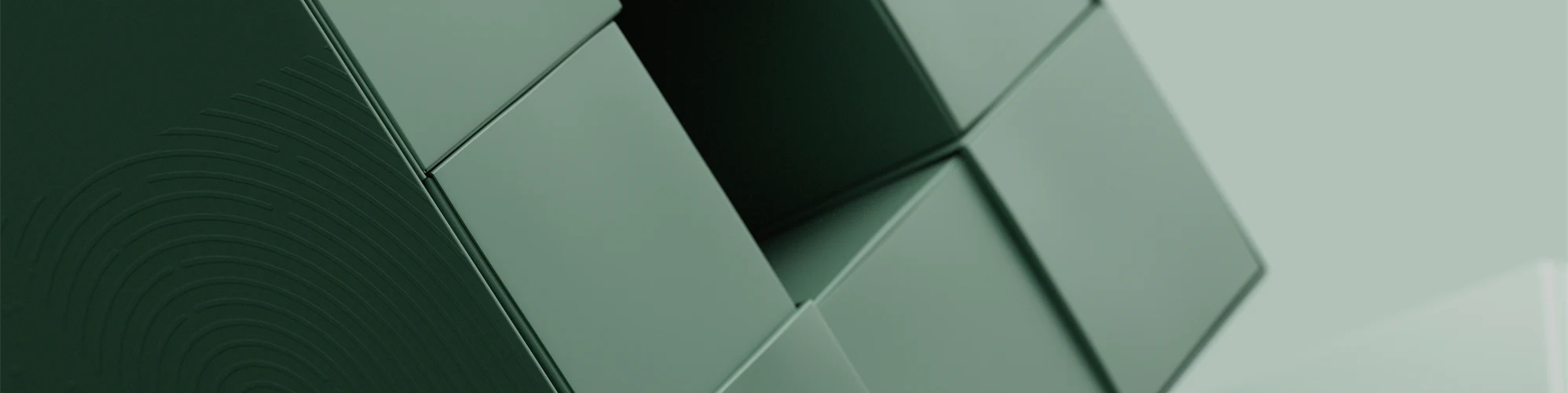 Abstract 3D representation of folded paperboard surfaces showcasing structure and precision.