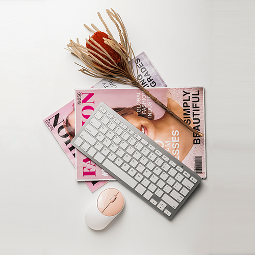 Magazines and keyboard