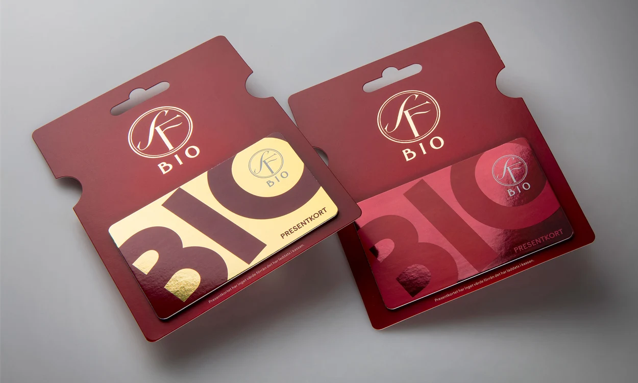 SF bio gift cards in paperboard with metallic finish