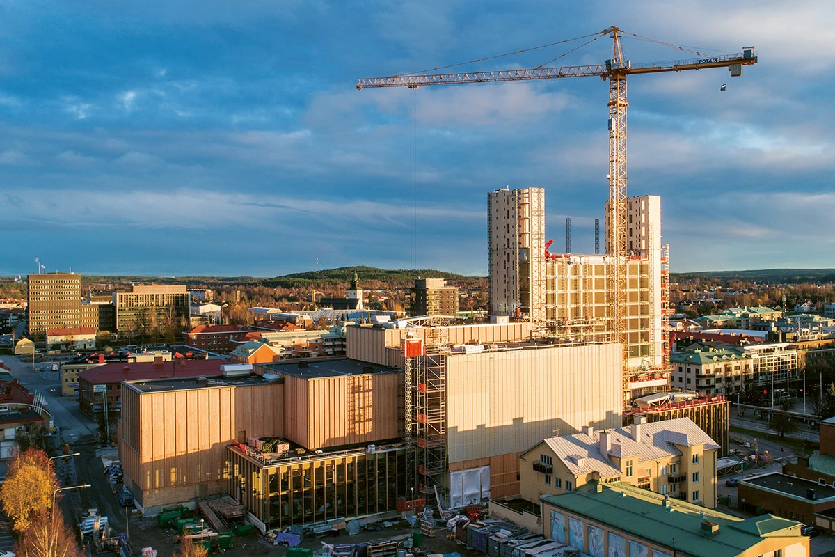 Pågående bygge av Sara kulturhus i Skellefteå.