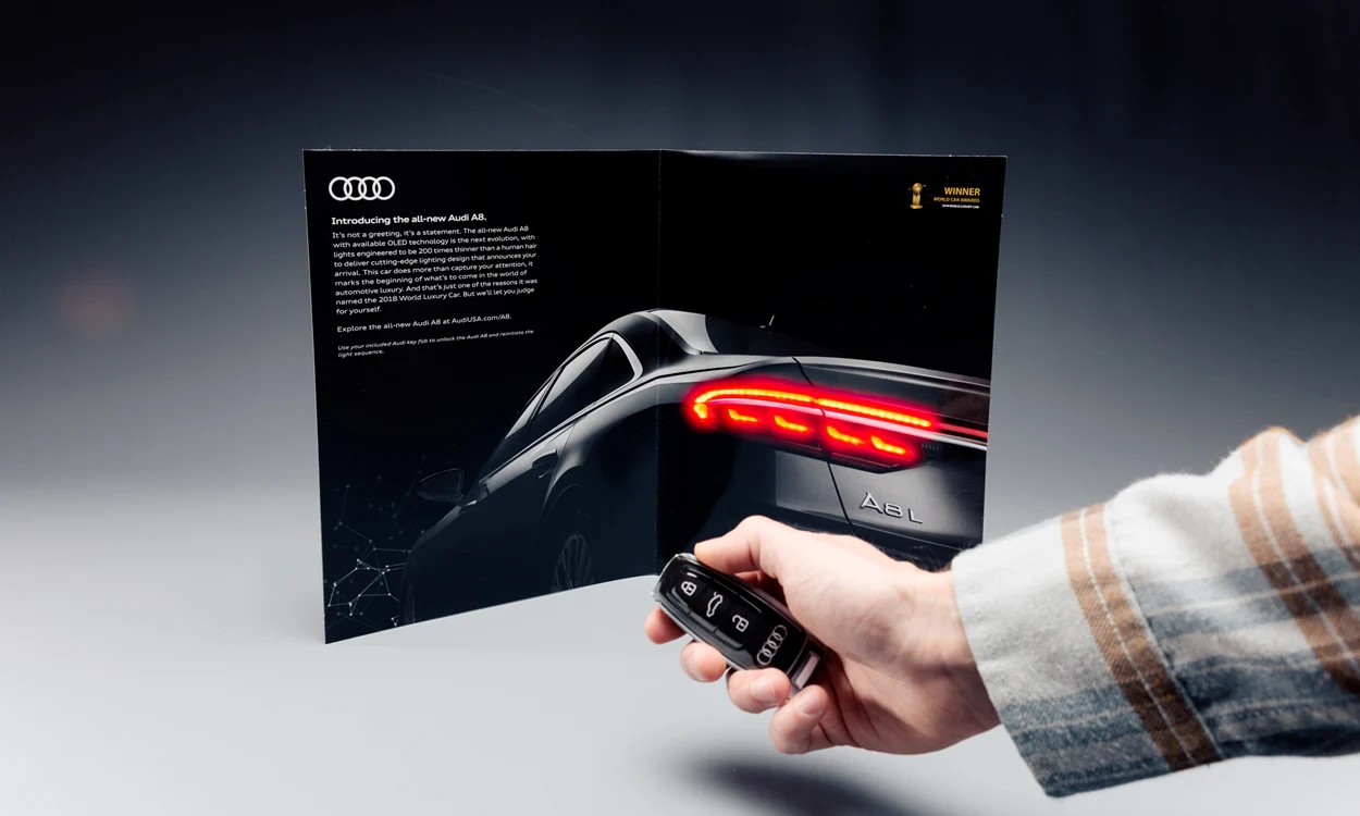 Audi A8 advertising insert for Departures magazine
