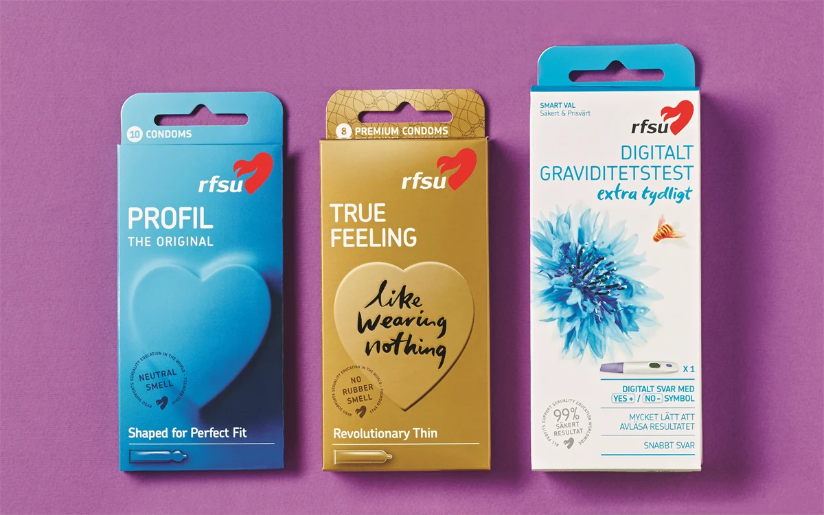 RFSU condom packaging made of paperboard
