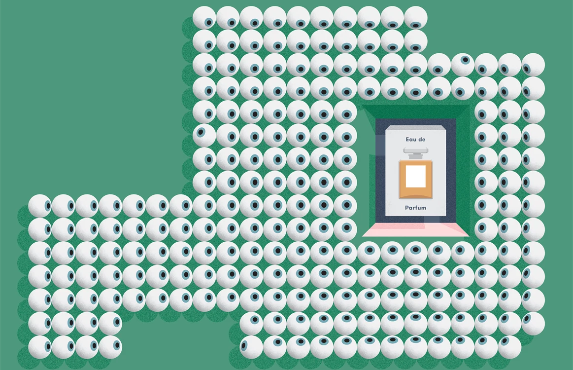 graphical illustration of eye tracking and packaging