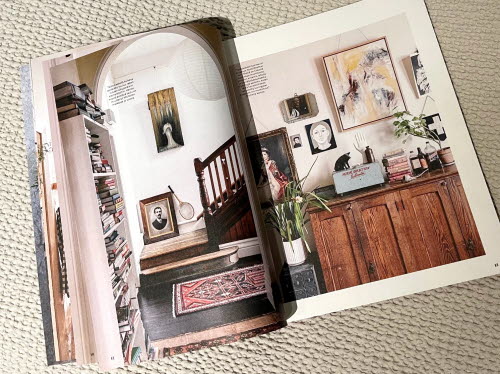 Magasine spread interior design printed on uncoated paper
