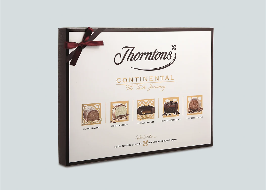 Thorntons confectionary packaging